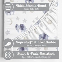 Load image into Gallery viewer, Scandinavian Galaxy and Elephant, Bassinet Sheets (2-Pack)
