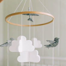 Load image into Gallery viewer, Grey Birds in the Clouds, Baby Crib Mobile