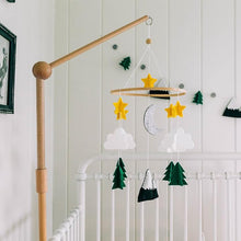 Load image into Gallery viewer, Starry Woodland Night, Baby Crib Mobile (Evergreen, Short Version w/ Garland)