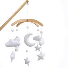Load image into Gallery viewer, Natural Beech Wooden Baby Mobile Arm Holder with Moon & Stars Mobile (Bundle)