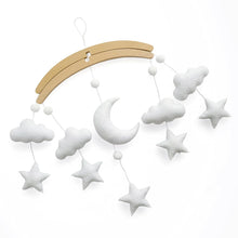Load image into Gallery viewer, Natural Beech Wooden Baby Mobile Arm Holder with Moon & Stars Mobile (Bundle)