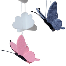 Load image into Gallery viewer, Butterflies in the Clouds, Baby Crib Mobile (Pink & Grey)