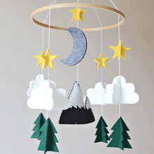 Load image into Gallery viewer, Starry Woodland Night, Baby Crib Mobile (Evergreen, Long Version)