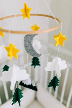 Load image into Gallery viewer, Starry Woodland Night, Baby Crib Mobile (Evergreen, Long Version)