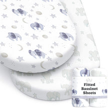 Load image into Gallery viewer, Scandinavian Elephant, Bassinet Sheets (2-Pack)