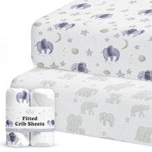 Load image into Gallery viewer, Scandinavian Elephant, Crib Sheets (2-Pack)