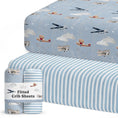 Load image into Gallery viewer, Airplanes in the Clouds, Crib Sheets (2-Pack)
