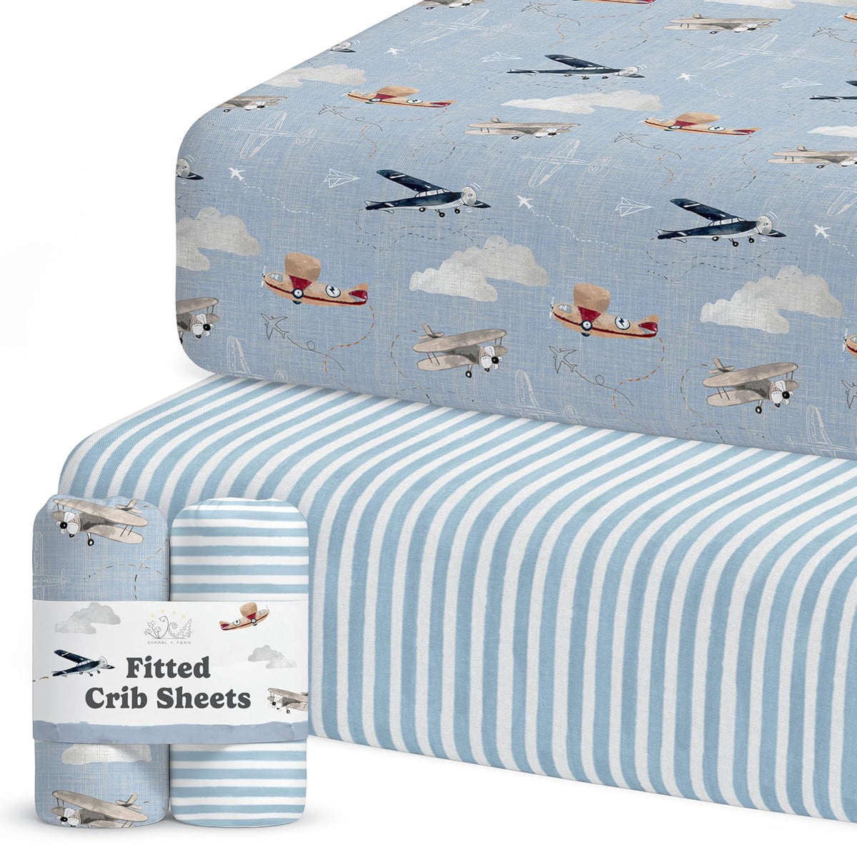 Airplanes in the Clouds, Crib Sheets (2-Pack)