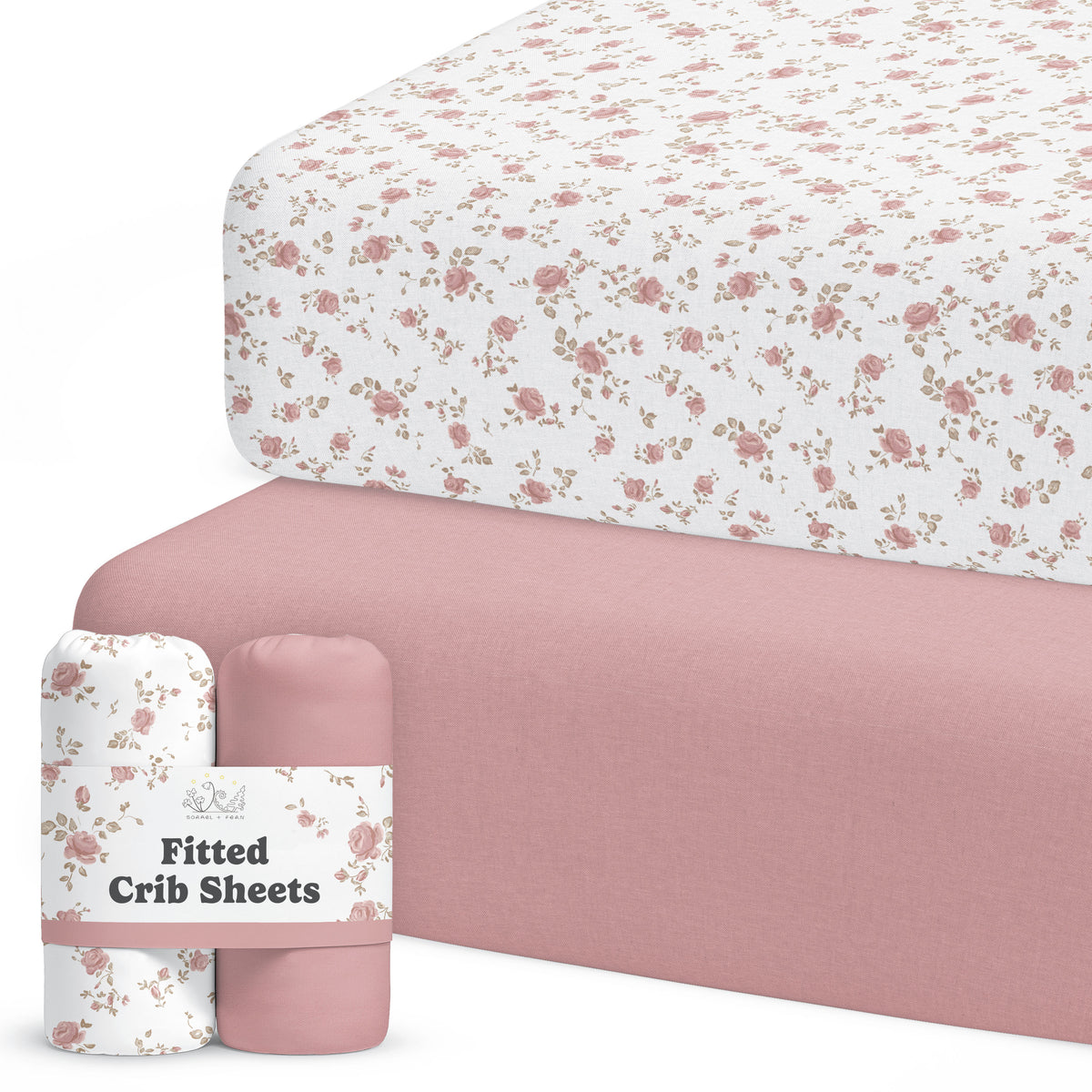 Juliette Pink Floral, Crib Sheets (2-Pack)