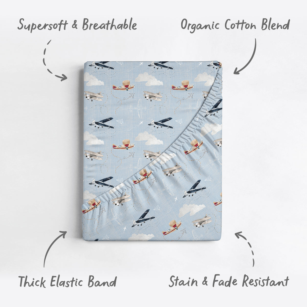 Airplanes in the Clouds, Crib Sheets (2-Pack)