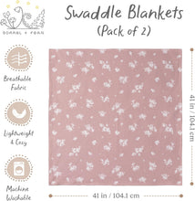 Load image into Gallery viewer, Baby Swaddle Blanket Set, Bamboo Muslin, Neutral Boy &amp; Girl - Antique Rose