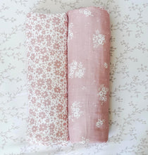 Load image into Gallery viewer, Baby Swaddle Blanket Set, Bamboo Muslin, Neutral Boy &amp; Girl - Antique Rose