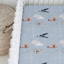 Load image into Gallery viewer, Airplanes in the Clouds, Crib Sheets (2-Pack)