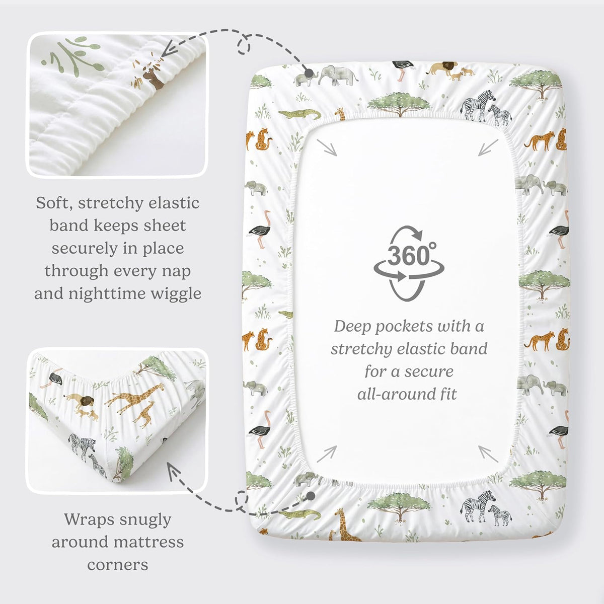 Safari Adventure, Pack 'n Play Sheets (2-Pack)