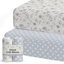 Load image into Gallery viewer, Linnea Blue Floral, Baby Crib Sheets (2-Pack)