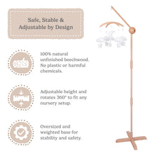 Load image into Gallery viewer, Adjustable 3D-Wooden Baby Crib Mobile Arm Holder Floor Stand [Natural Beechwood]