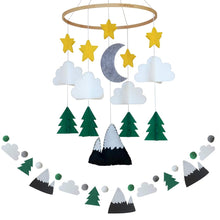 Load image into Gallery viewer, Starry Woodland Night, Baby Crib Mobile (Evergreen w/ Garland)