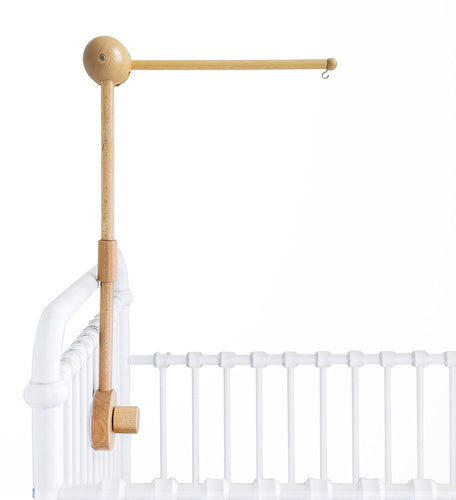 Adjustable 3D-Wooden Baby Crib Mobile Arm Holder [Natural Beechwood]