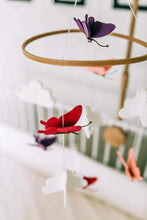 Load image into Gallery viewer, Butterflies in the Clouds, Baby Crib Mobile (Pink, Purple &amp; Fuschia)