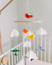 Load image into Gallery viewer, Rainbow Birds in the Clouds, Baby Crib Mobile