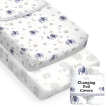 Load image into Gallery viewer, Scandinavian Elephant, Changing Pad Covers (2-Pack)