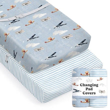 Load image into Gallery viewer, Watercolor Airplanes and Clouds, Changing Pad Covers (2-Pack)