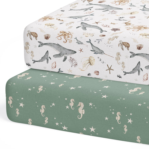 Ocean Odyssey, Baby Crib Sheets (2-Pack)