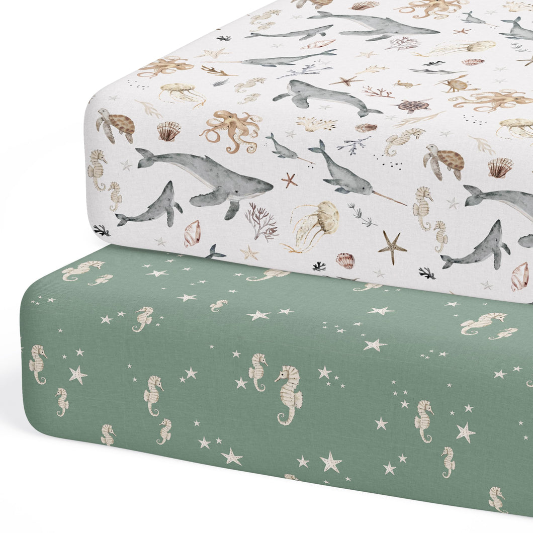Ocean Odyssey, Baby Crib Sheets (2-Pack)
