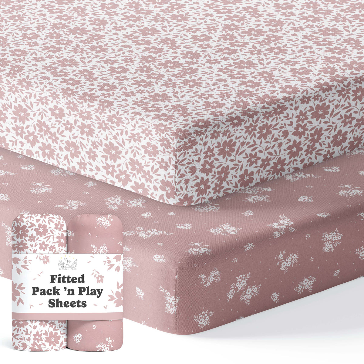 Antique Rose, Pack 'n Play Sheets (2-Pack)