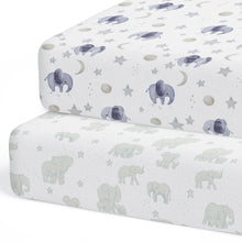 Load image into Gallery viewer, Scandinavian Galaxy and Elephants, Crib Sheets (2-Pack)