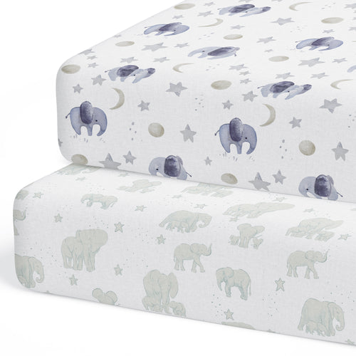 Scandinavian Galaxy and Elephants, Crib Sheets (2-Pack)