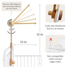 Load image into Gallery viewer, Adjustable 3D Wooden Baby Crib Mobile Arm Holder