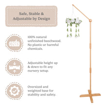 Load image into Gallery viewer, Baby Crib Mobile Arm Wooden Holder Floor Stand [Natural Beech Wood]