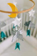 Load image into Gallery viewer, Starry Woodland Night, Baby Crib Mobile (Mint w/ Garland)