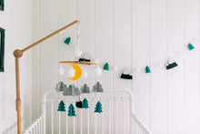 Load image into Gallery viewer, Starry Woodland Night, Baby Crib Mobile (Mint w/ Garland)