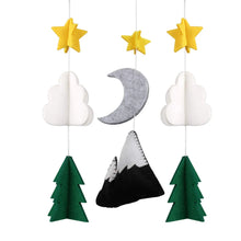 Load image into Gallery viewer, Starry Woodland Night, Baby Crib Mobile (Evergreen, Short Version w/ Garland)