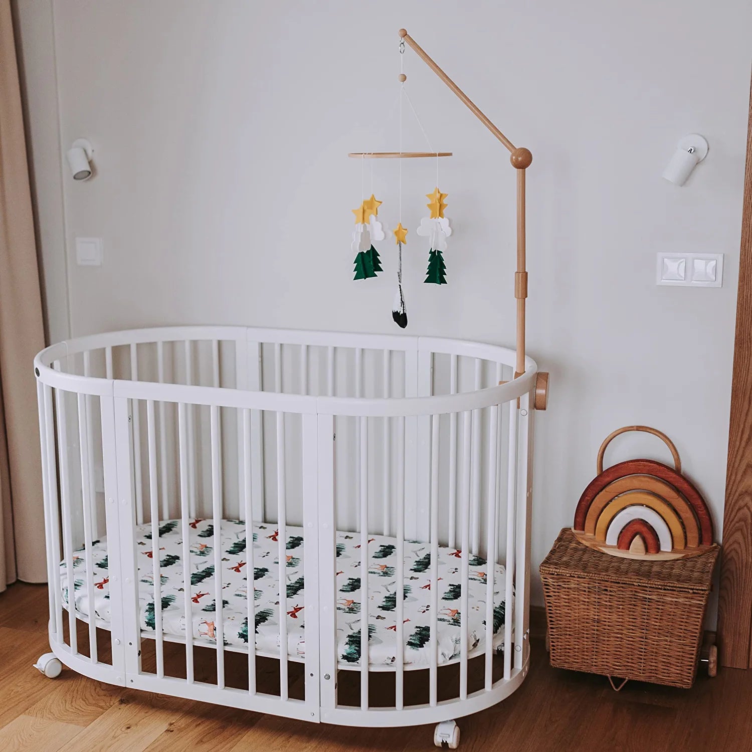 stokke crib mobile Starry Woodland Night, Baby Crib Mobile (Evergreen, Short Version w/ G – Sorrel+Fern