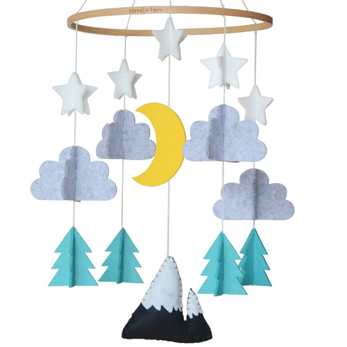 Starry Woodland Night, Baby Crib Mobile (Mint)